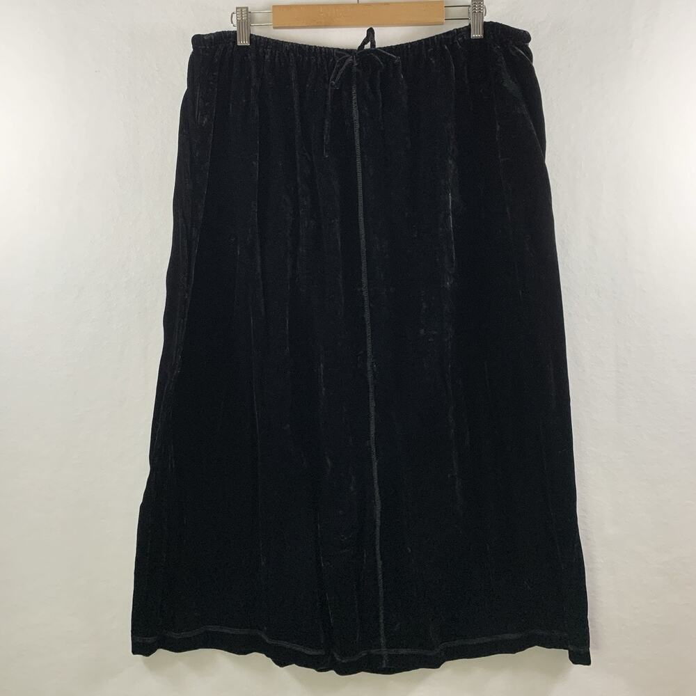 VTG J Jill Crushed Velvet Rayon Maxi Skirt Sz XL Petite Black Event Party Boho